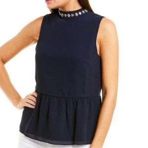 J. Crew Peplum Top with Embellished Collar